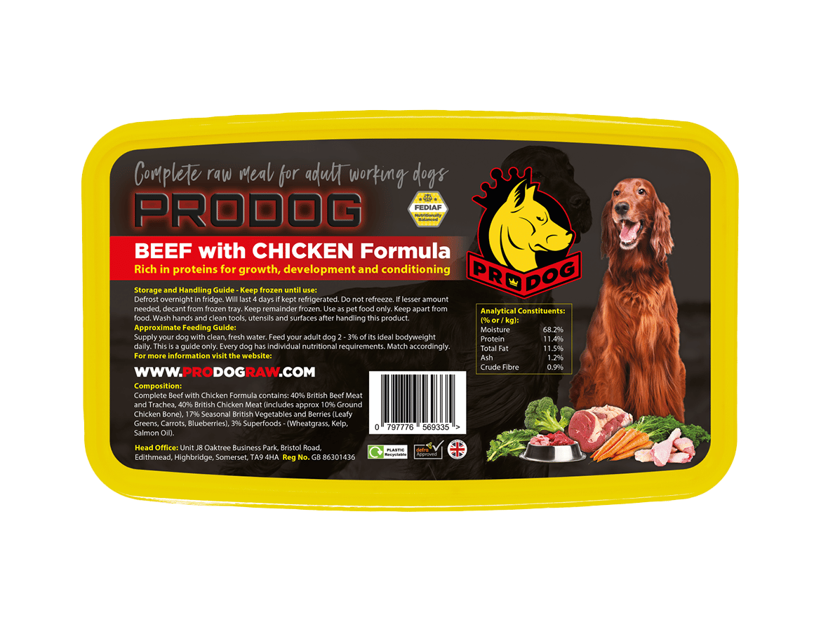 Beef and Chicken Dog Food Meal Raw & Complete ProDog Raw