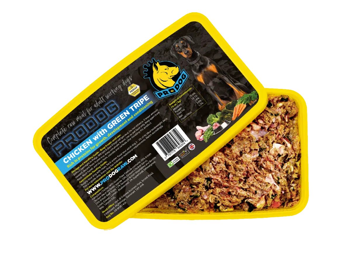 A pack shot of our complete tripe dog food meal, part of our grain free dog food range