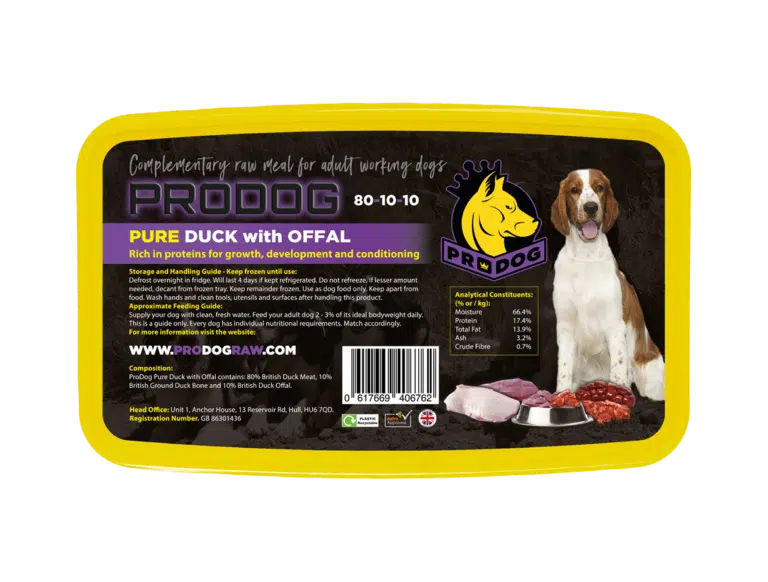 Pure Duck Raw Dog Food 80 10 10 Meal