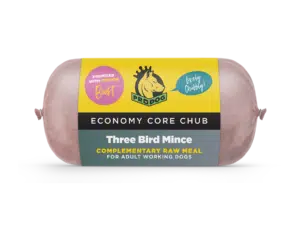 Three Bird Mince 80/10/10 Raw Dog Food Chub